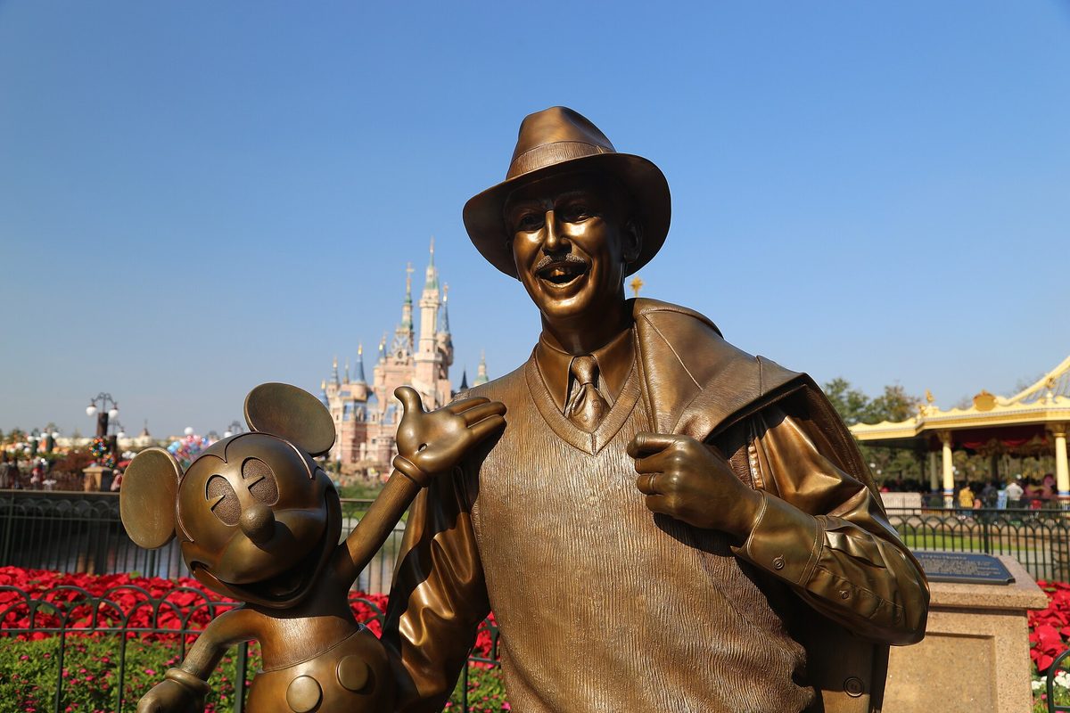 Walt Disney and Mickey statue at Shanghai Disneyland